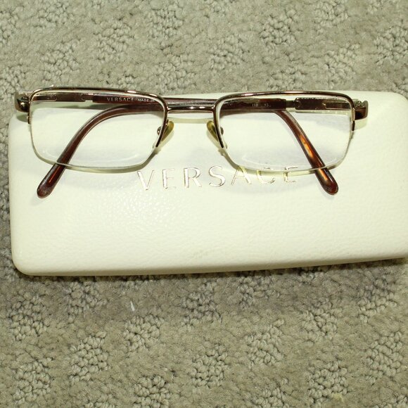 VERSACE MOD.1066 1053 Italy Light Brown Half Rimless Eyeglasses Frame 50-18-135 - Picture 1 of 13